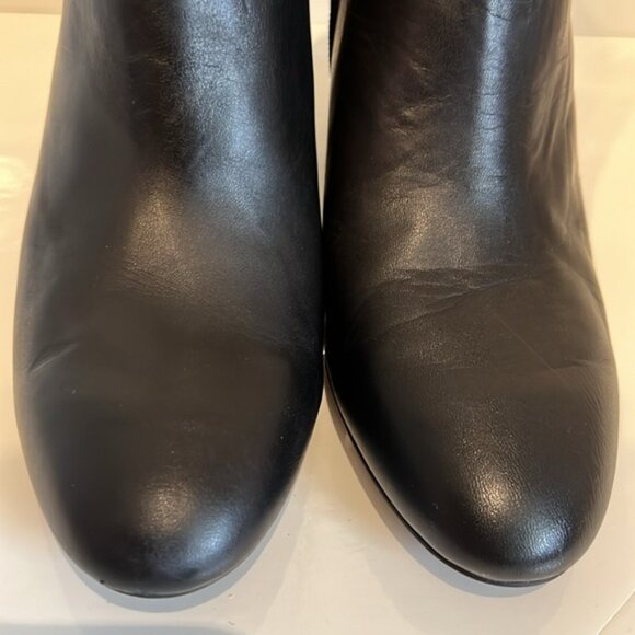 Franco Sarto Black Leather Side Zip Heeled Booties Size 8.5 - Picture 8 of 15